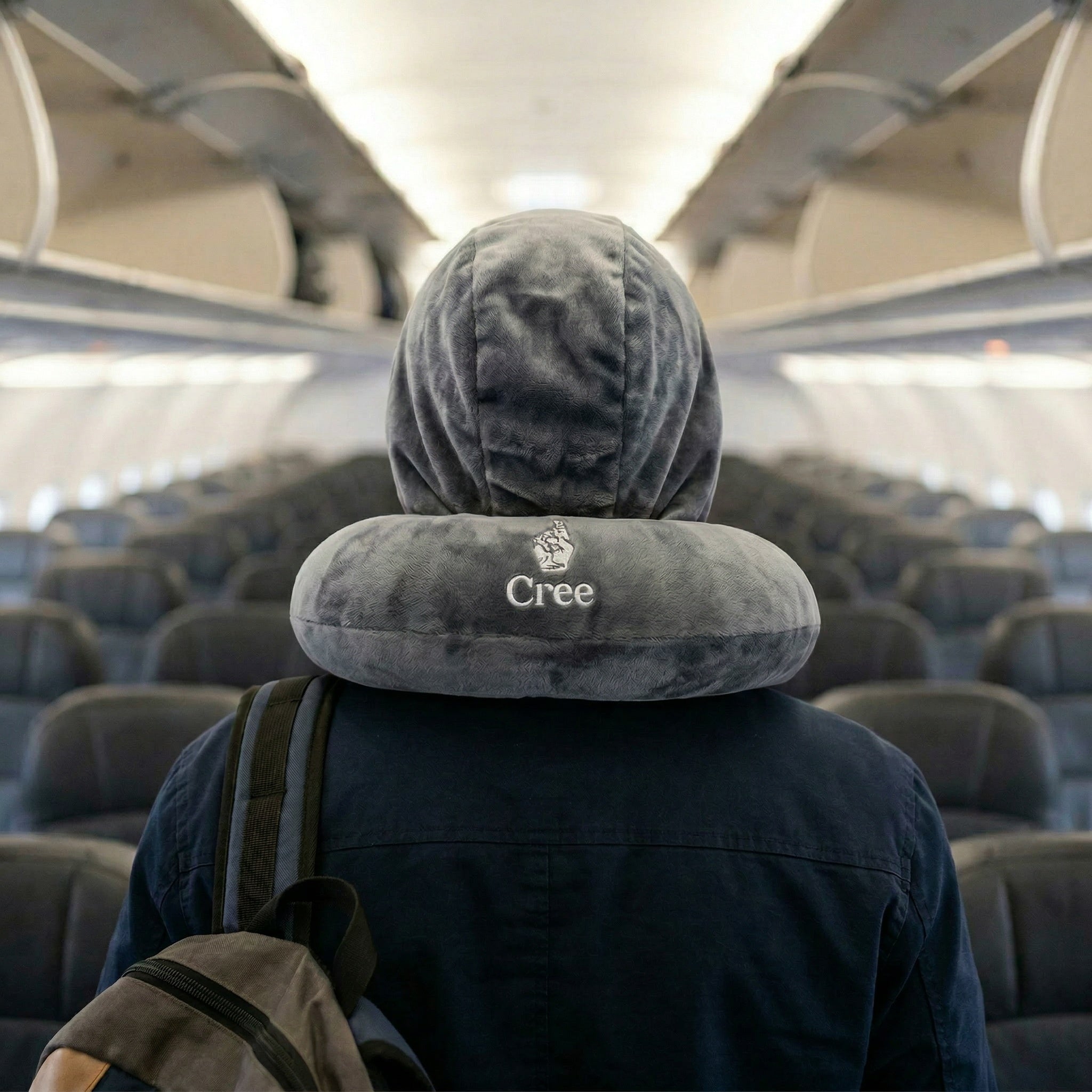 Hooded Neck Pillow: Purple x Grey