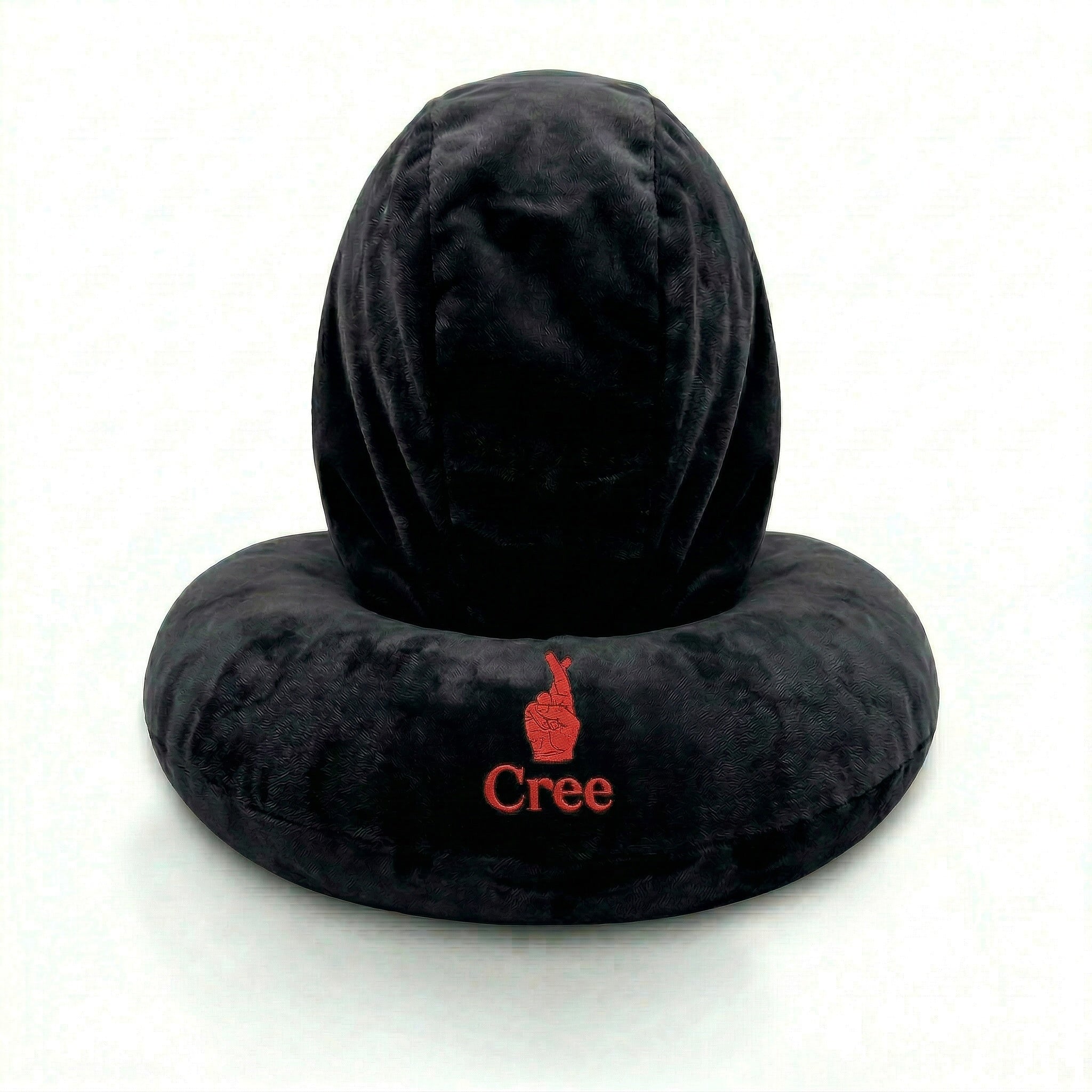 Hooded Neck Pillow: Black x Red