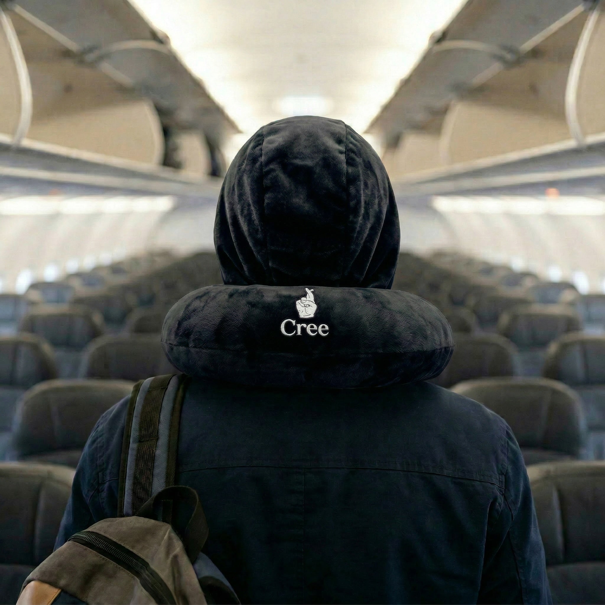 Hooded Neck Pillow: Black x Blue