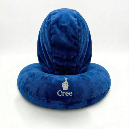 Hooded Neck Pillow: Blue x Grey
