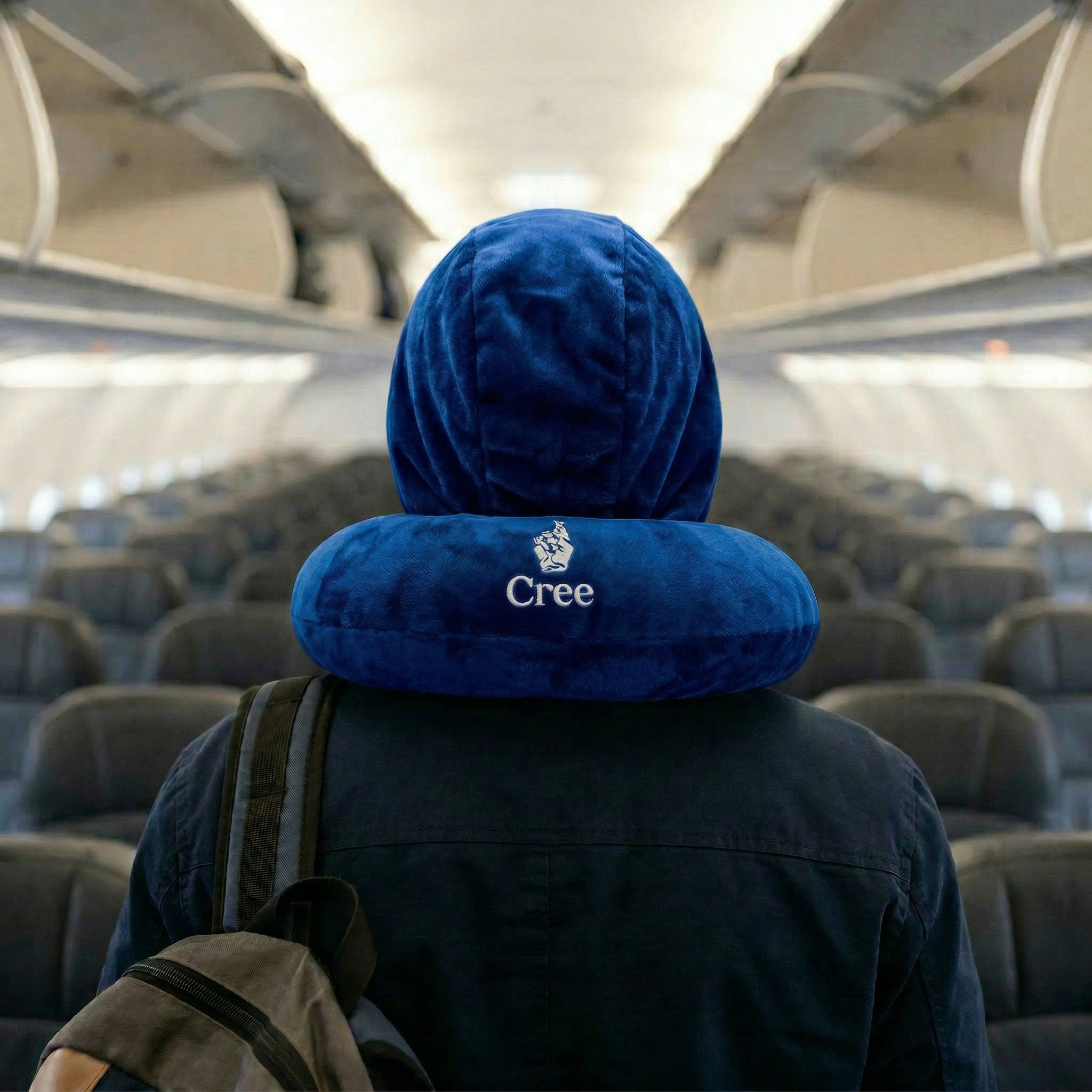 Hooded Neck Pillow: Blue x Grey