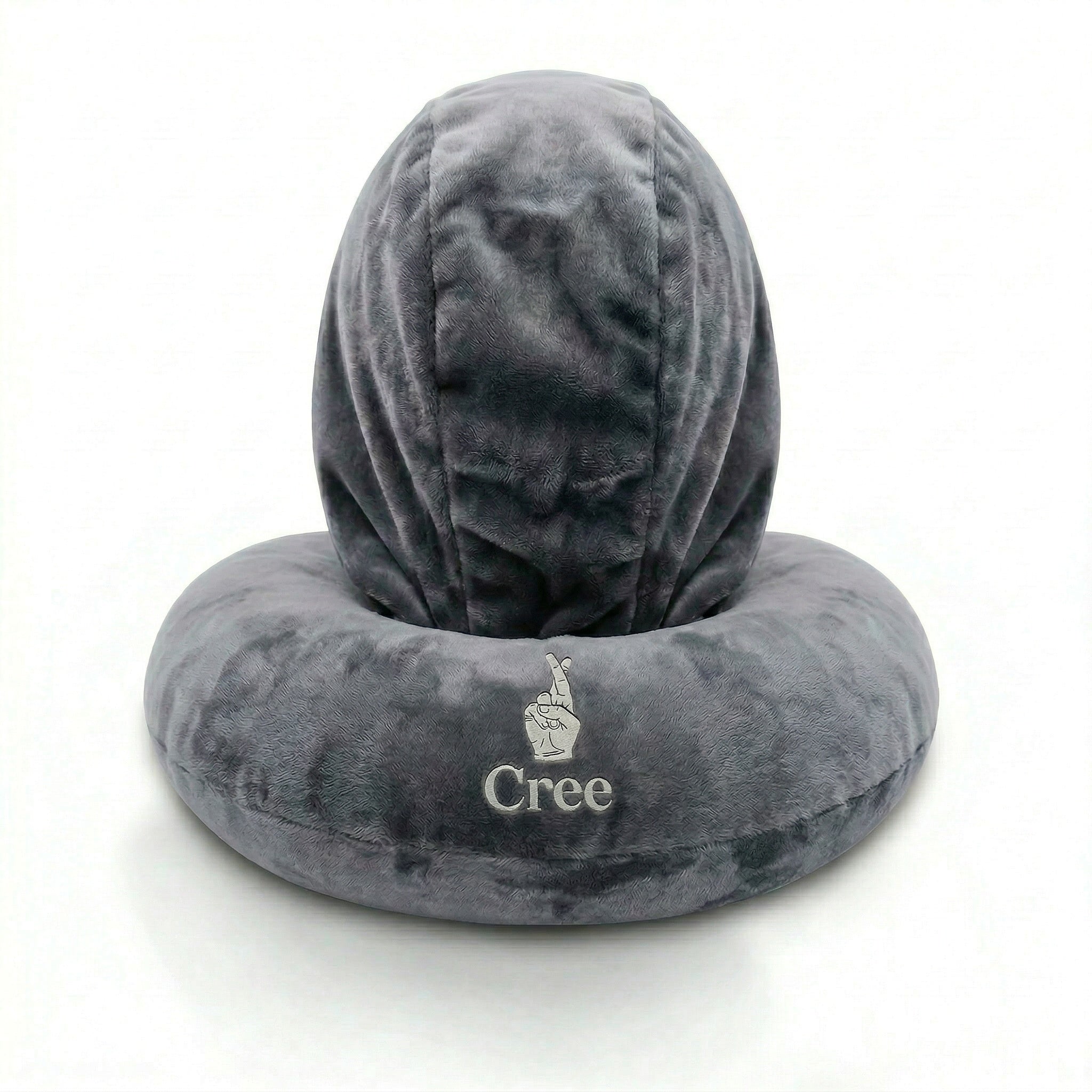Hooded Neck Pillow: Purple x Grey