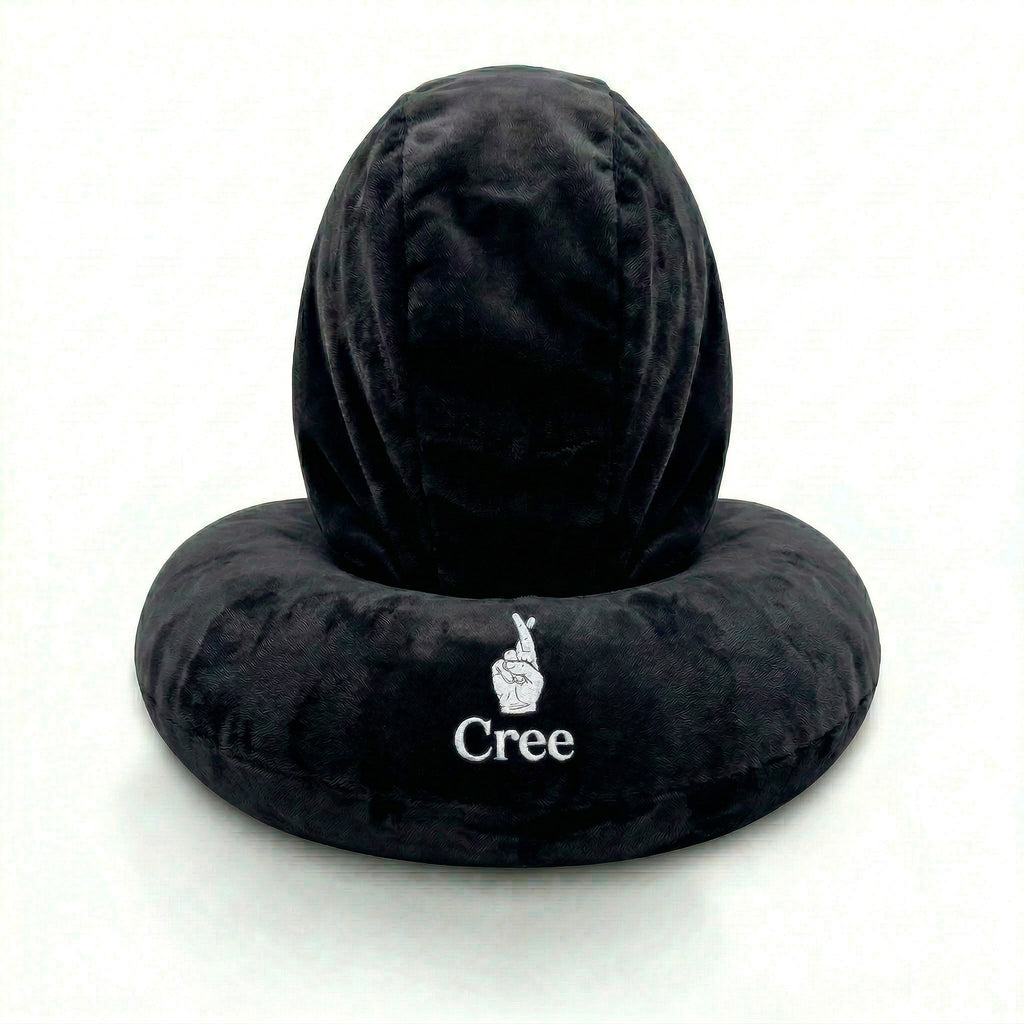 Hooded Neck Pillow: Black x Blue